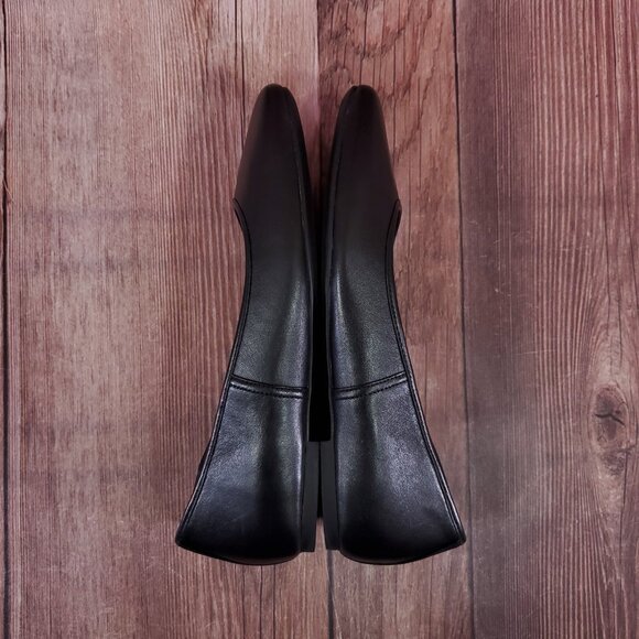 Vionic Orinda Ballet Flats Womens Size 8.5 Wide Square Toe Shoes Black Leather - Picture 10 of 15